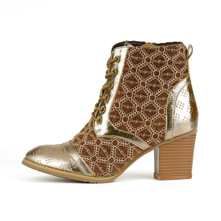 Gold Lace Modern Ankle Boots