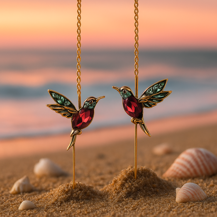 Ophira | Earrings with Hummingbird Enamel and Zircons
