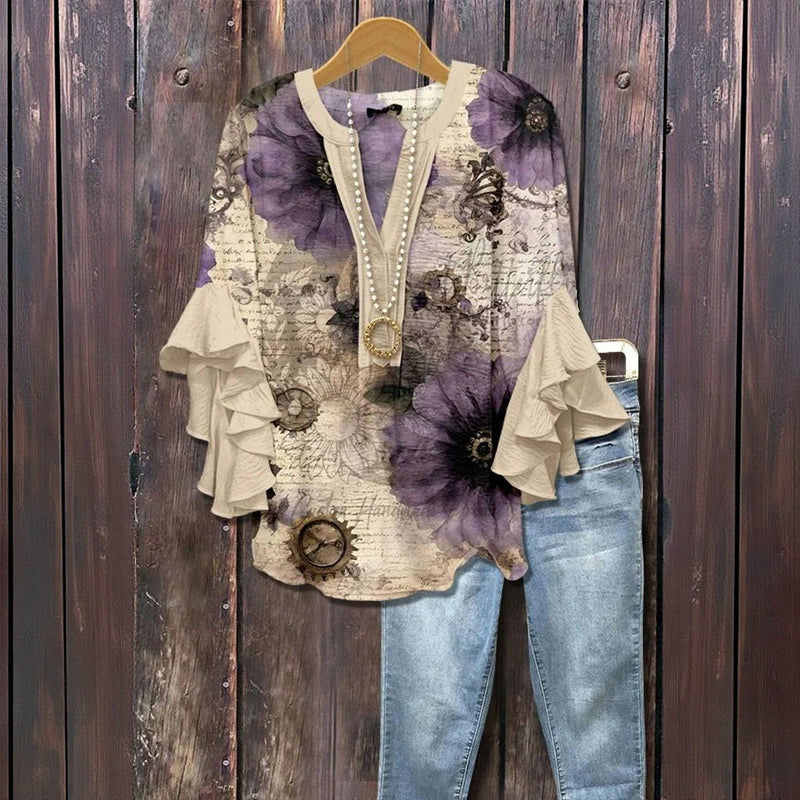 Lavender script™ | vintage floral blouse