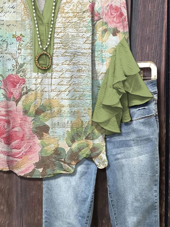 Elodie Garden™ | Vintage rose blouse