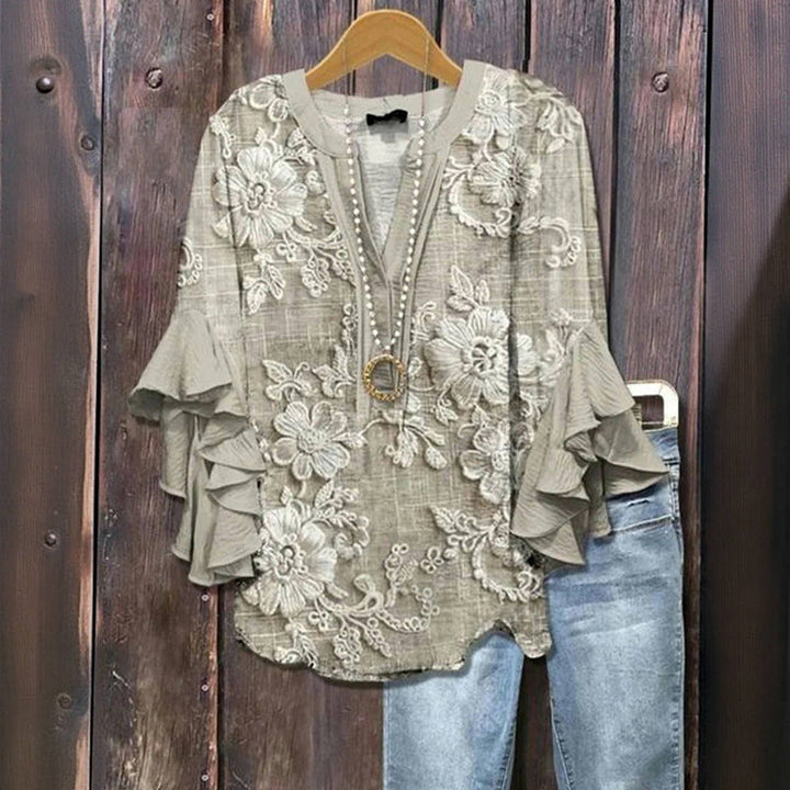 Linen bloom™ | tonal floral blouse