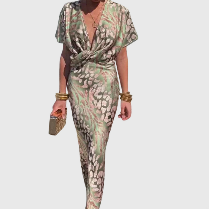 Isa™ | Elegant Silk V-Neck Dress
