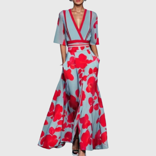 Michelle™ - Elegant Floral Wrap Dress