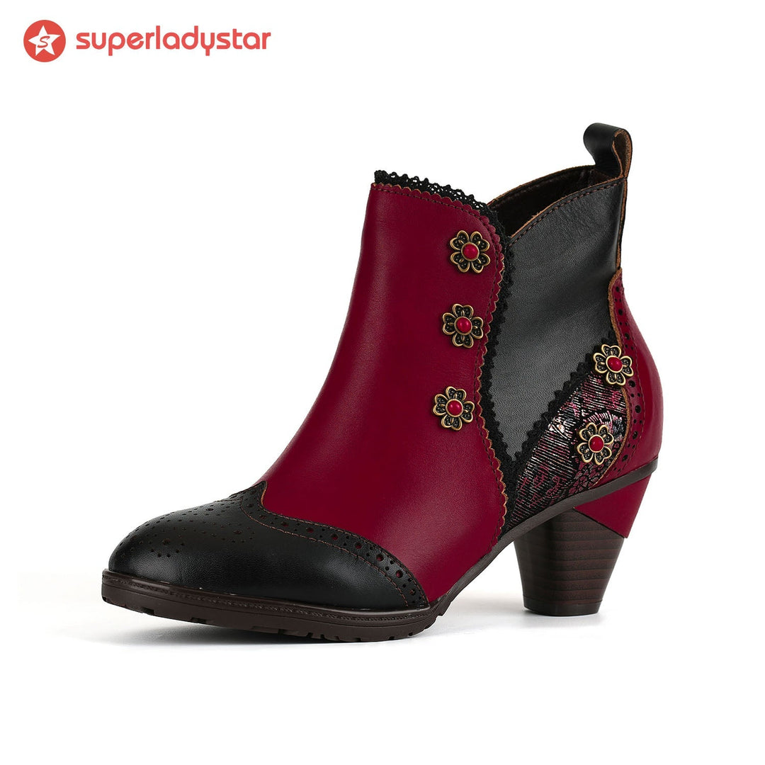 Noble Rose Embroidered Ankle Boots