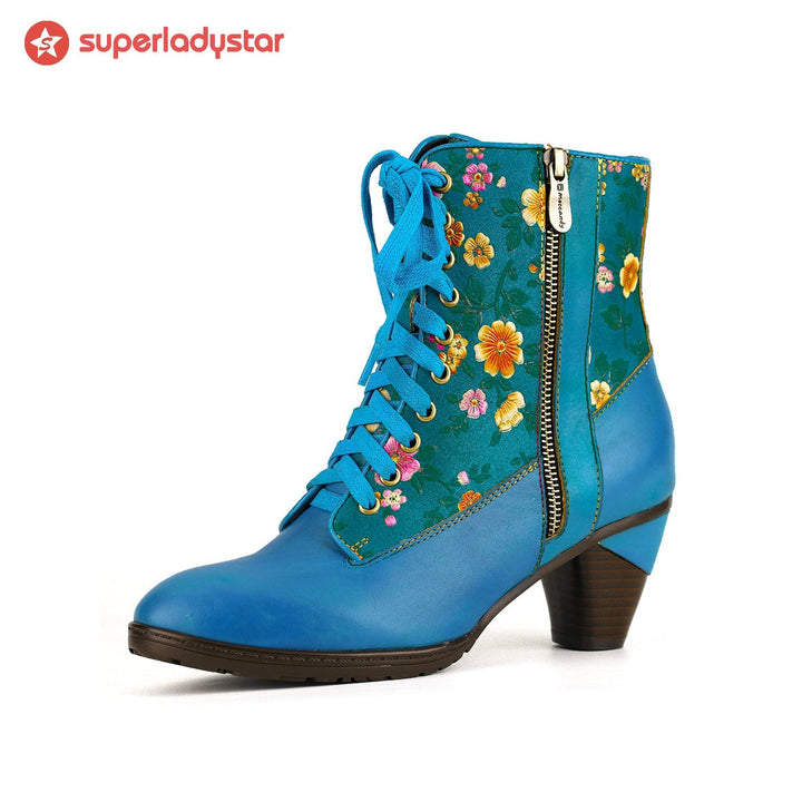 Floral Printed Vibrant Ankle Boots