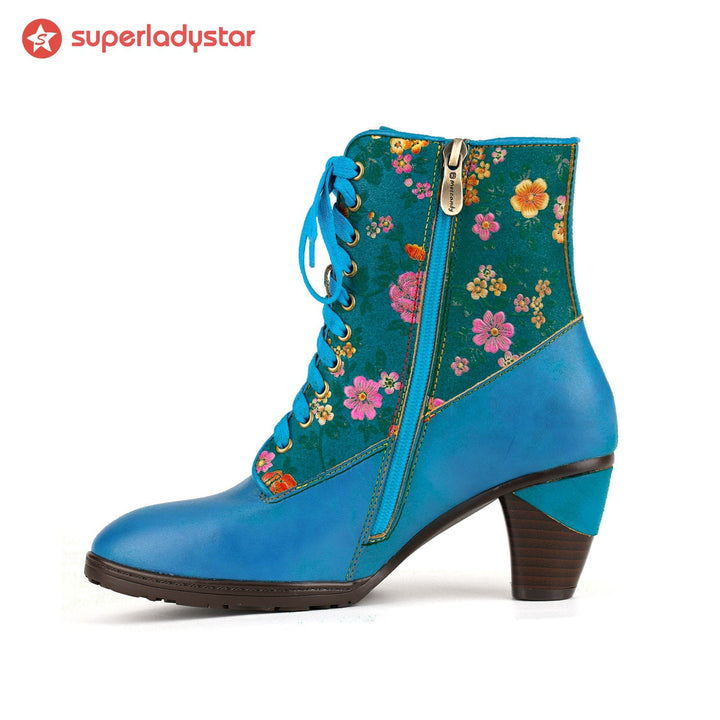 Floral Printed Vibrant Ankle Boots