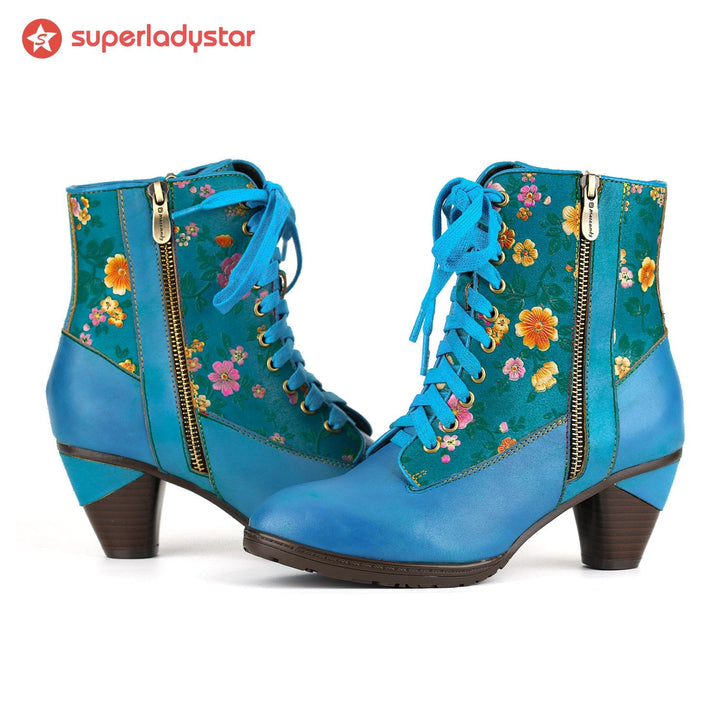 Floral Printed Vibrant Ankle Boots